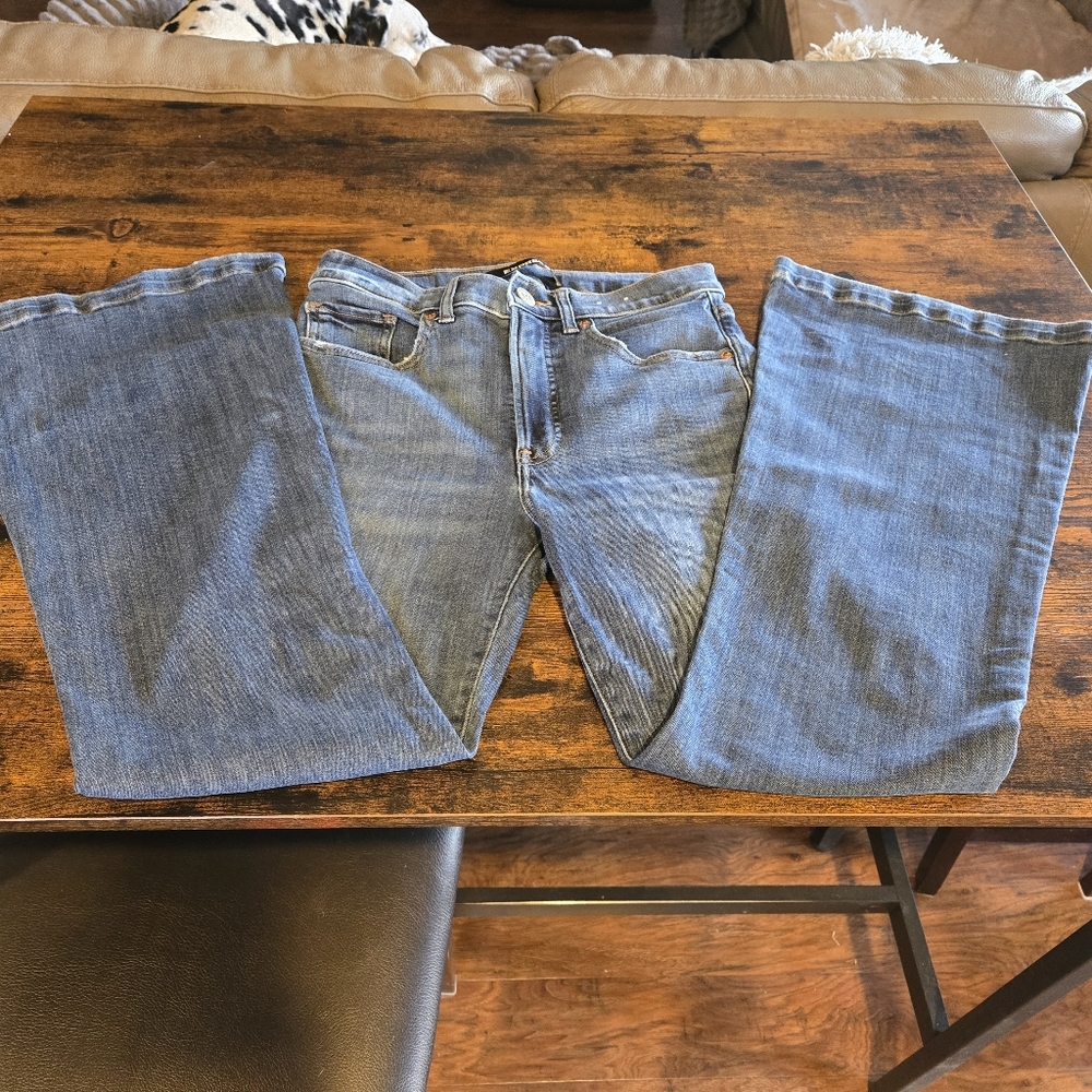 EXPRESS High Rise Bell Flair Blue Jeans 4S